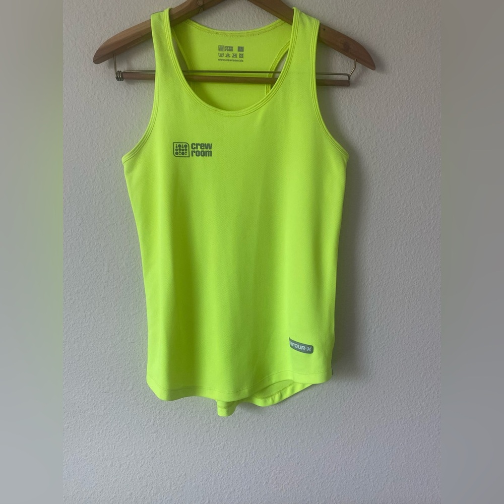 Crew Room Vapor-x Women’s Neon Yellow Crewneck Bamboo Athletic Tank Top Small